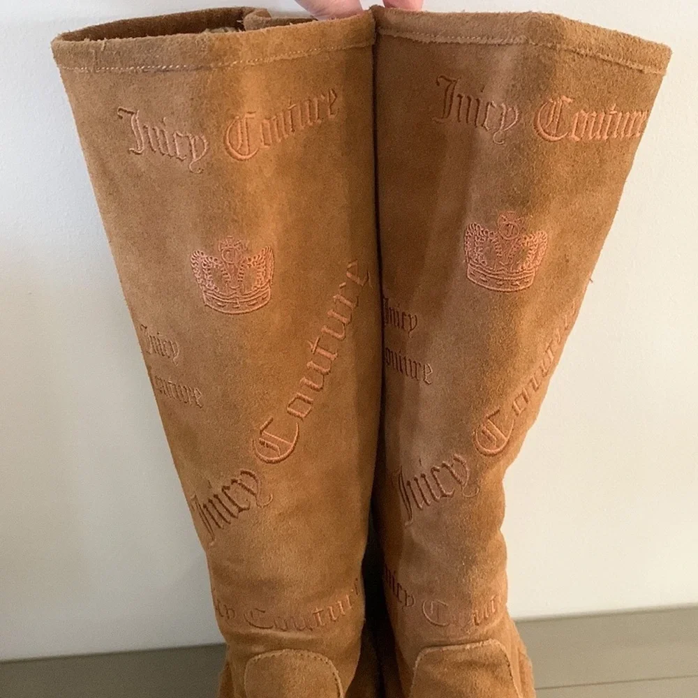 Juice Couture Angel Logo Boots Suede Winter Faux Shearling lining 11